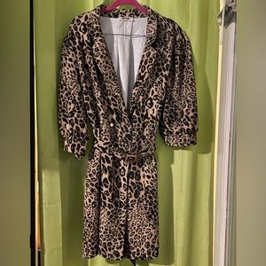 Plus size leopard trench mini dress